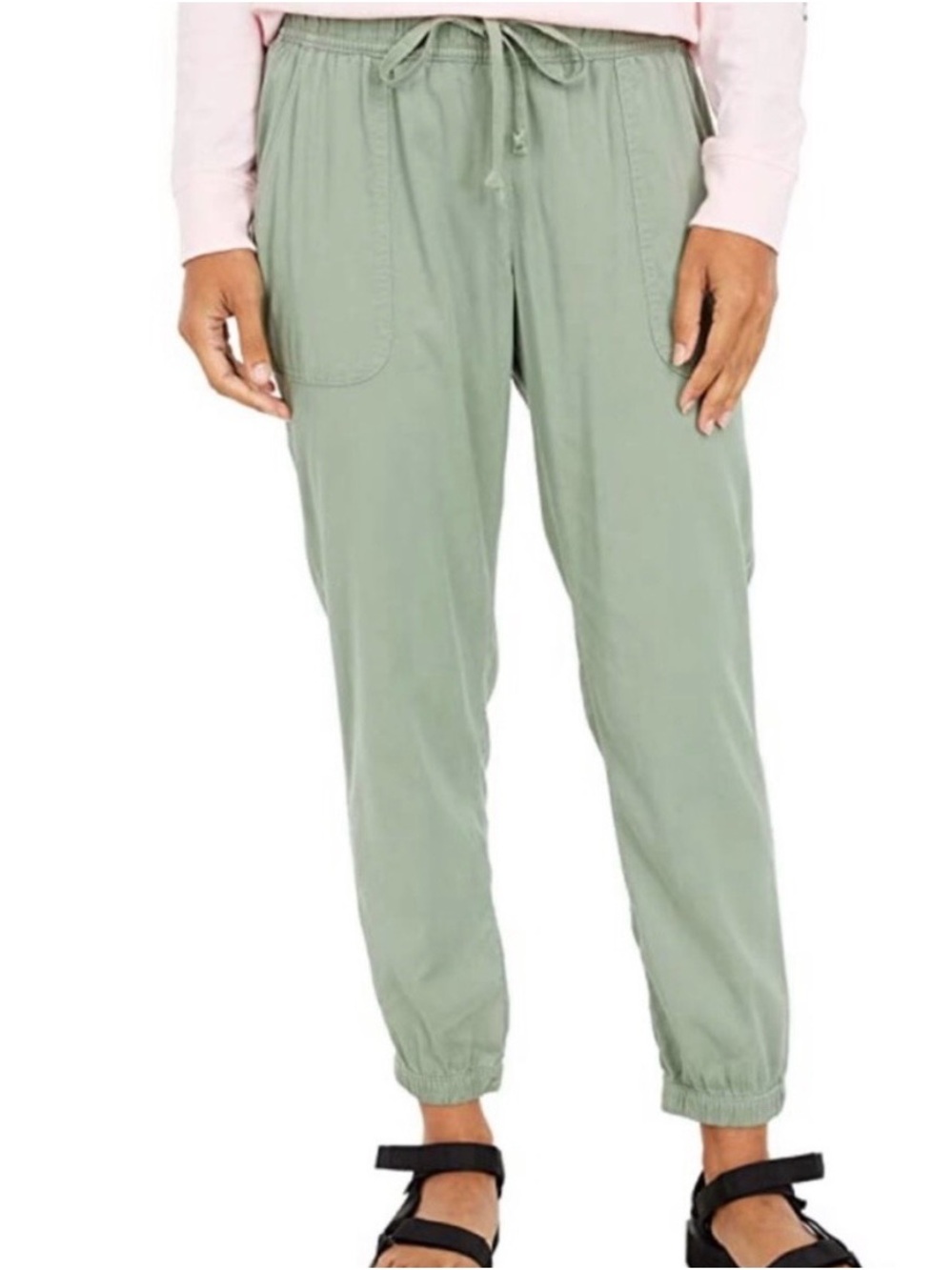 Vineyard Vines Women's Sage Green Drawstring Joggers Linen Blend